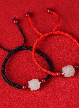 极速2025蛇年和田玉本命佛x手链护身符属蛇本命年红绳手绳礼物男