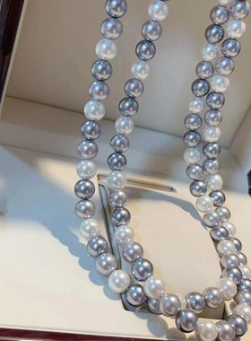 新品奶奶灰贝珠项链女款时尚饰品送妈妈送闺蜜简约P百搭礼物T1033