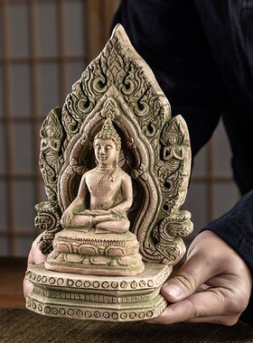 极速泰国工艺品砂岩佛像摆件家居客厅办公室乔迁创意礼Y品茶道禅