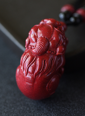 极速红绡高含量天j然朱砂貔貅挂件霸王貔恘吊坠男款大号项链随身