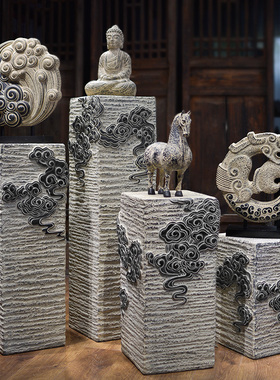 仿古落地摆件中式庭院花园户外盆景架客厅小院子仿石柱室外花架