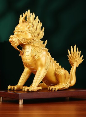 紫铜御花园獬豸瑞兽摆件新中式装饰品家居办公室公司开业乔迁礼品