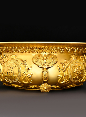 黄铜聚宝盆摆件大号全铜实心家居玄关装饰工艺品货办公室店铺礼品