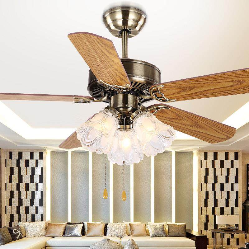 森林风欧式仿古客厅铁叶吊扇灯 餐厅灯带风扇一体吊灯 灯扇风扇灯,淘宝优惠券,粉丝福利购,淘宝优惠卷