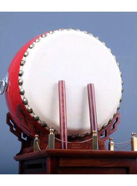 战鼓摆件大号办公室家居玄关创意装饰彷古屏风工艺品花梨木雕包邮