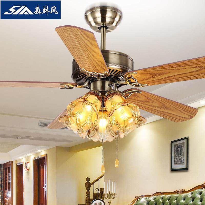 森林风欧式仿古客厅铁叶吊扇灯 餐厅灯带风扇一体吊灯 灯扇风扇灯,淘宝优惠券,粉丝福利购,淘宝优惠卷
