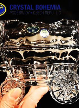 BOHEMIA捷克进口水晶玻璃马车发财棺创意礼品储物糖缸首饰盒摆件