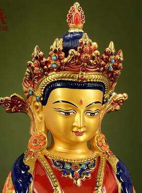 长寿佛铜像摆件5/7/10寸桌面铜彩绘现代无量寿佛小铜像