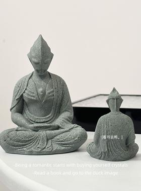 「无聊了 看看打坐的奥特佛」奥凸曼未来佛装饰造景桌面摆件礼物