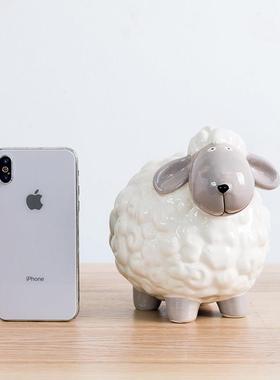 小绵羊陶瓷存钱罐意式家居装饰品摆件房间卧室女生羊羊陶瓷储钱罐