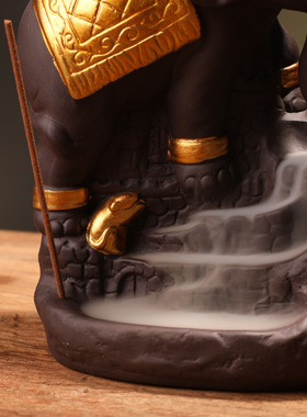 跨境大号紫砂龙烟倒流香炉茶道摆件 创意香炉龙家居摆件香道原创