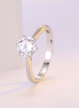 新款50 80分六爪仿真钻石女戒指 开口可调节1克拉钻戒情人订婚戒