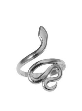 跨境欧美钛钢戒指女个性小众蛇形开口指环复古时尚不锈钢工厂
