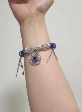 2025新款冰透感紫蝴蝶流苏高颜值仙女风手工串珠小众设计手链