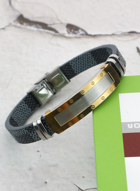 跨境饰品批发 欧美时尚个性钛钢手链男士简约潮流嘻哈不锈钢手饰