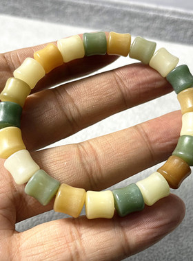 菩提根竹节多彩手链手串节节高白玉菩提女生清晰饰品盘玩串珠