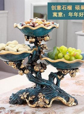 欧式水果盘复古干果盘家居装饰品摆件客厅茶几家用环保树脂果盘