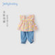 Pure cotton girls' summer suit, children's fashionable summer pants, children's light floral clothes, baby two-piece set