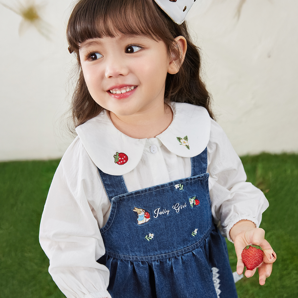 [7A抗菌]女童2025新款牛仔裙儿童秋季小童时髦背带裙宝宝洋气裙子 - 图1