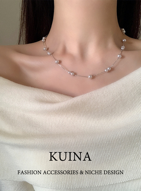 高级感小众轻奢锁骨链女珍珠项链