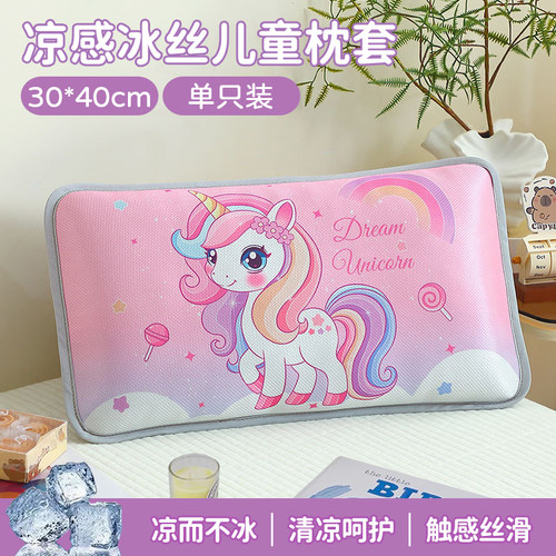 儿童冰丝枕套30x50夏季枕芯套40x60夏天宝宝卡通枕头套单只学生用 - 图1