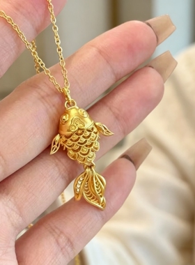 新款金色锦鲤锁骨链女小众百搭