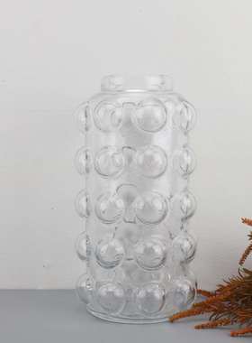 现代简约玻璃透明花器摆件样板电房客间家居装视柜0410厅创意软饰