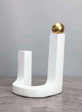 代约创意U形0027白色树脂花简器样现板房办公室瓶家居客厅装饰花