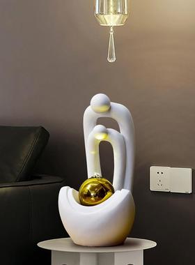 点道招财流水喷泉摆件家居好物前台收银台现代装饰品水景开业礼物