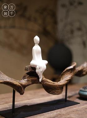 新中国禅宗风格树脂装饰家居，客厅，茶室，入口，民宿，办公室，