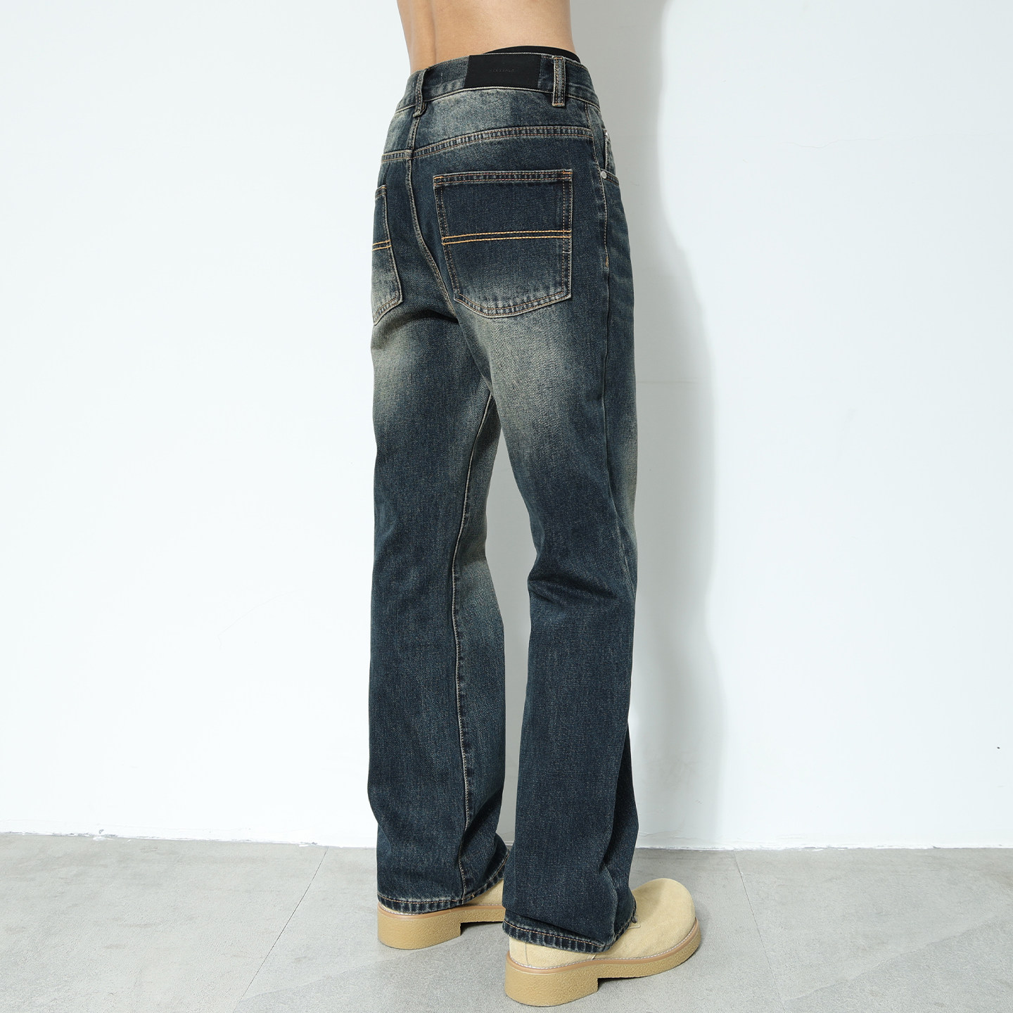 美式潮牌复古水洗深蓝色微喇牛仔裤男士宽松2026秋冬款设计感裤子,淘宝优惠券,粉丝福利购,淘宝优惠卷