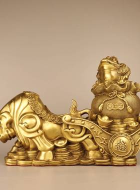 纯铜牛摆件牛拉车聚宝盆生肖牛华尔街牛旺市牛家居办公室开业礼品