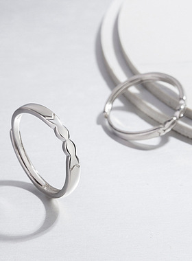 2025新款鱼形纯银小众情侣对戒精致开口刻字定制潮流设计男女款