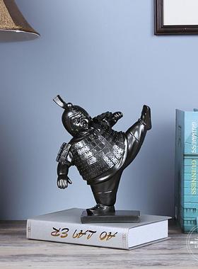 跨境中式兵马树俑创意摆件店民宿家居饰酒品APF办新公室桌面脂工