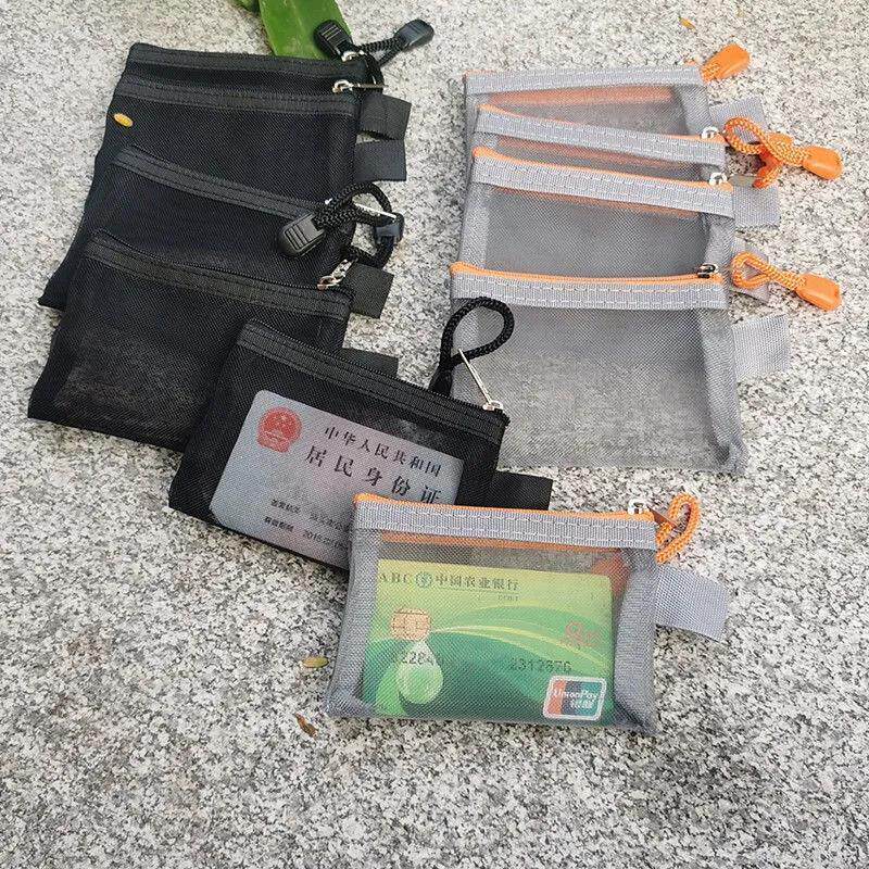 透明尼龙网格拉链包拉链袋物件收纳硬币零钱袋卡片袋银行卡收纳袋