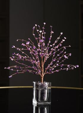 入门玄关水晶发财树摆件轻奢高档客厅电视柜酒柜装饰品高级感小众