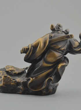 黄铜实心纯铜钟馗伏魔捉鬼摆件店铺客厅办公室玄关招财风水工艺品