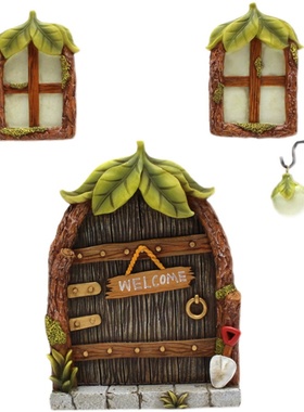 户外摆件树叶门窗挂件庭院花园树脂夜光小门窗树挂装饰品荧光礼物