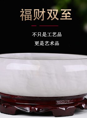 玄武石玉石聚宝盆摆件客厅玄关博古架办公室桌面召财装饰送礼品