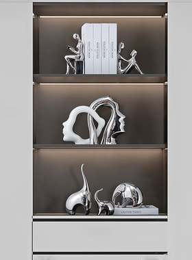 现代轻奢电镀银大象摆件酒柜电视柜家居客厅软装饰品乔迁新居礼品