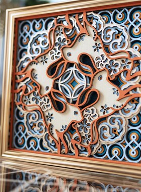 梯木叠雕创意玄关电视柜客厅桌面摆件高级感治愈系小摆件乔迁礼物