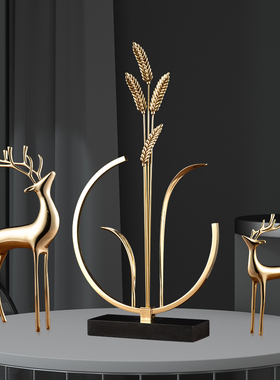 招财全铜鹿大麦轻奢家居饰品高档开业乔迁礼品办公室桌面装饰摆件