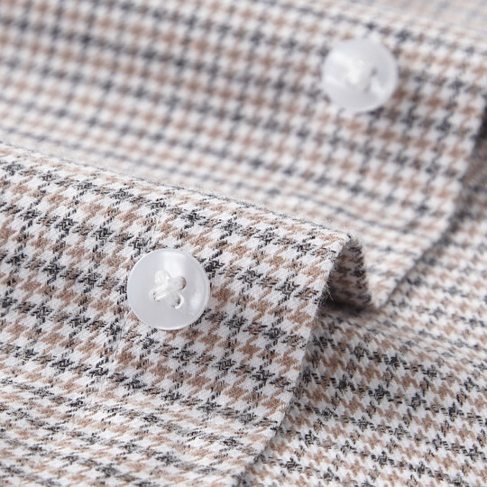 【加厚纯棉】庄吉男士长袖衬衫千鸟格2025秋冬新款保暖磨毛衬衣