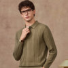 Zhuangji men's knitted POLO shirt long-sleeved 2026 spring new style retro pit strip T-shirt