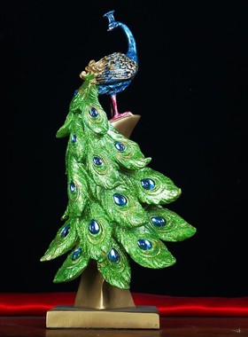 欧式家居酒柜装饰品孔o雀摆件创意客厅玄关电视柜奢华摆设现代简