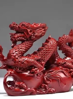 黑檀木质龙摆件实木十二生肖x龙摆设家居客厅办公室装饰工艺品送