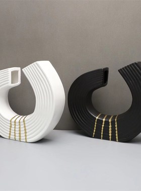 极简钩子摆件家居软p装饰品样板房间白色螺号花器玄关软装摆件