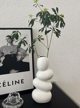 创意陶瓷花瓶ins风轻奢高档异型鹅卵石家居摆件客厅插花玄关装饰