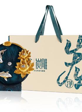 BK9K客厅装饰小摆件新中式摆设炭雕博古架大气工艺品屏风家居