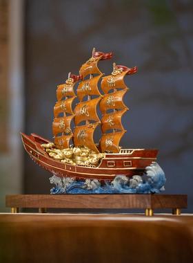桌炳仁铜一帆风顺帆船摆一帆风顺件铜雕办公室书客厅家开居朱饰品